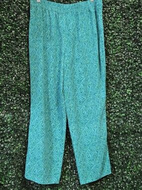 Koret Teal Patterned Wide-Leg Pants